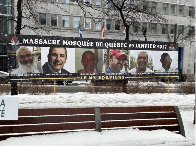 Montrealers hold commemoration at Square Victoria to honour victims of 2017 Quebec City mosque attack. Jan. 26 2024. CREDIT Miguel Fowke Quintas CityNews Image 7 1024x763 1