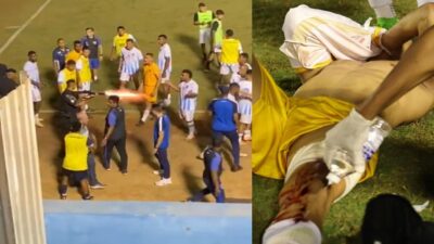 فيديو – شرطي يطلق النار على لاعب في مباراة الدوري البرازيلي!