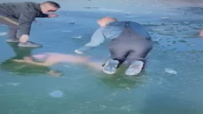 القبض على شخصين عبرا بحيرة متجمد لسرقة كابلات وأسلاك