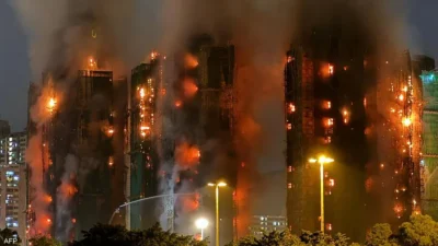 وفاة 83 شخص و250 مفقودين في حرائق مباني هونغ كونغ!
