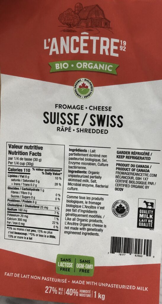L'Ancetre - Fromage râpé Suisse S164E 1 kg - Devant